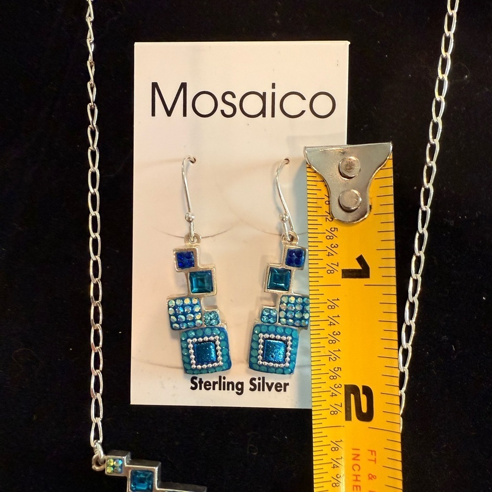 NWT Gorgeous Austrian Crystal / 925 Silver necklace & earrings from Mosaico - Picture 7 of 12